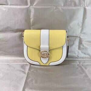 COACH C8296 GEORGIE SADDLE BAG IN COLORBLOCK GOLD/RETRO